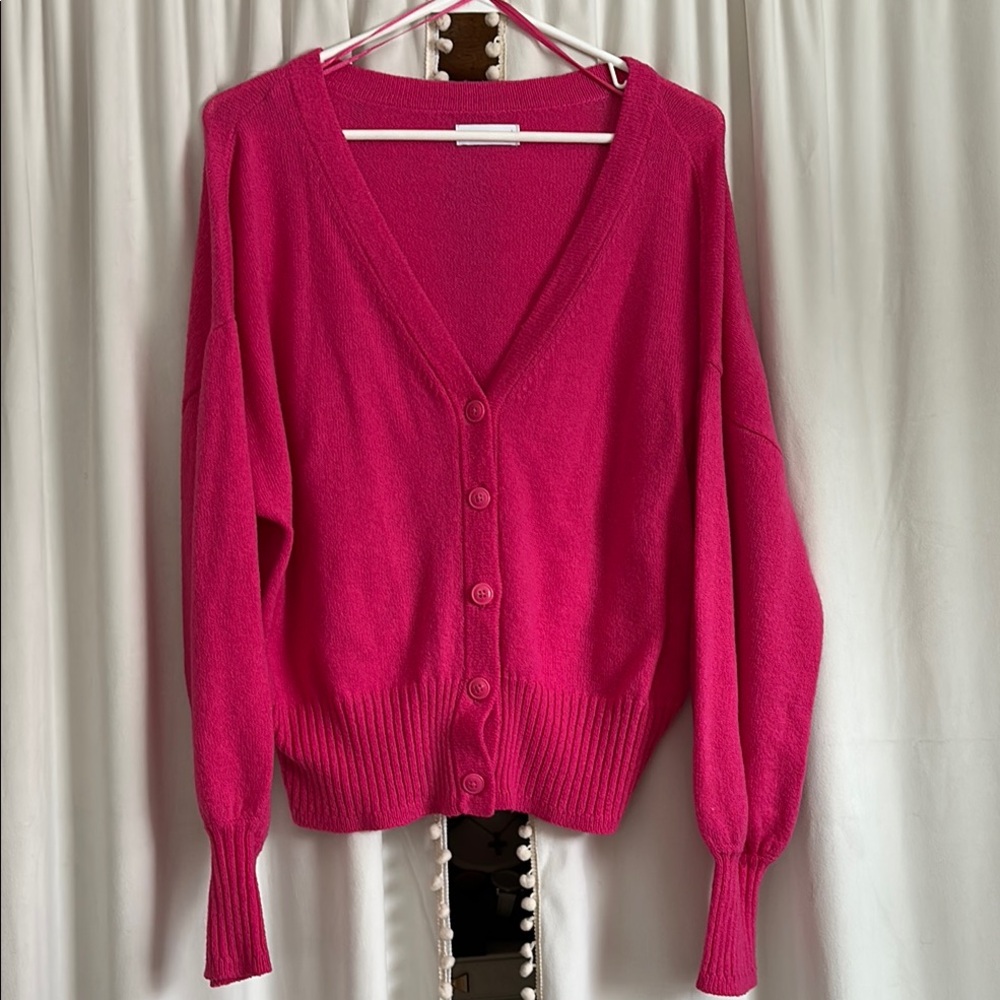 Women's Pink Button-Up Sweater